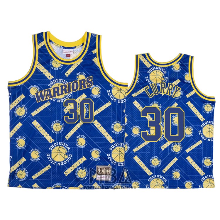 Camiseta Golden State Warriors Stephen Curry NO 30 Hardwood Classics Tear Up Pack Azul